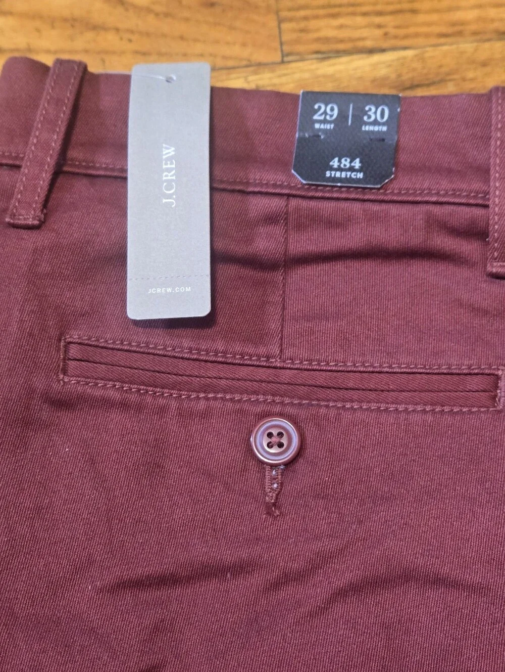 NWT- J. Crew 484 Stretch Slim Fit Pants  Burgundy 29x30 - E1589